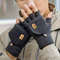 Winter Half Finger Flip Gloves Warm Knitted Windproof Gloves For Men And Women 0