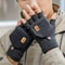 Winter Half Finger Flip Gloves Warm Knitted Windproof Gloves For Men And Women 0