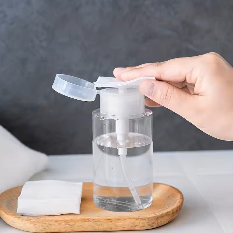 Transparent PushDown Pump Bottle Refillable Dispenser For Makeup Nail Polish Remover Travel Use 1