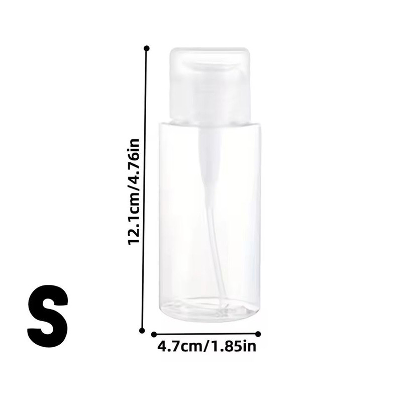 Transparent PushDown Pump Bottle Refillable Dispenser For Makeup Nail Polish Remover Travel Use 14