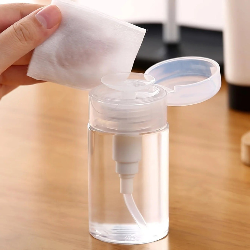 Transparent PushDown Pump Bottle Refillable Dispenser For Makeup Nail Polish Remover Travel Use 4