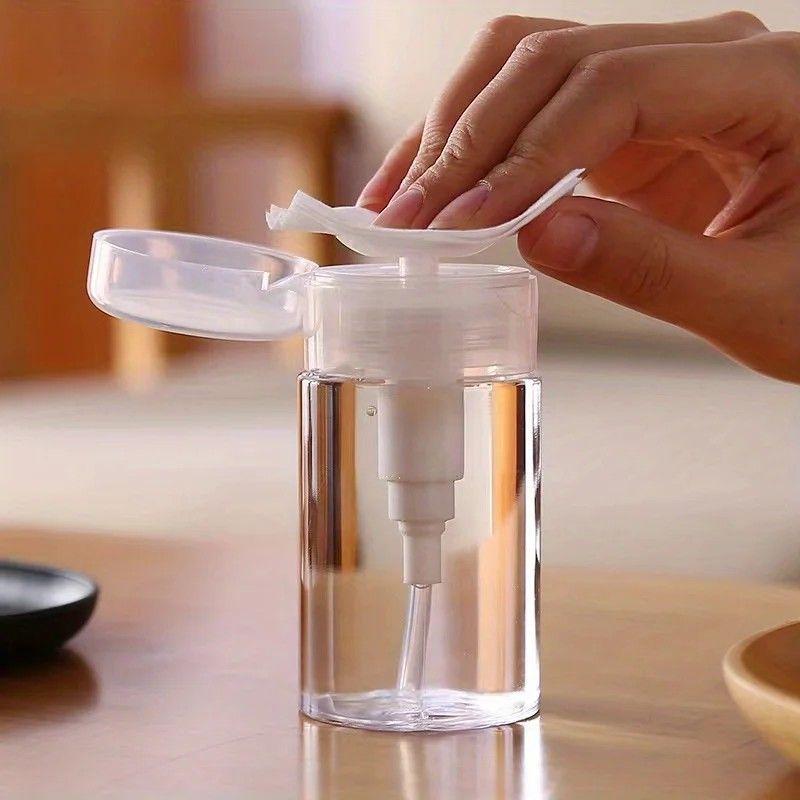 Transparent PushDown Pump Bottle Refillable Dispenser For Makeup Nail Polish Remover Travel Use 5
