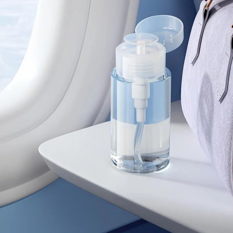 Transparent PushDown Pump Bottle Refillable Dispenser For Makeup Nail Polish Remover Travel Use 8