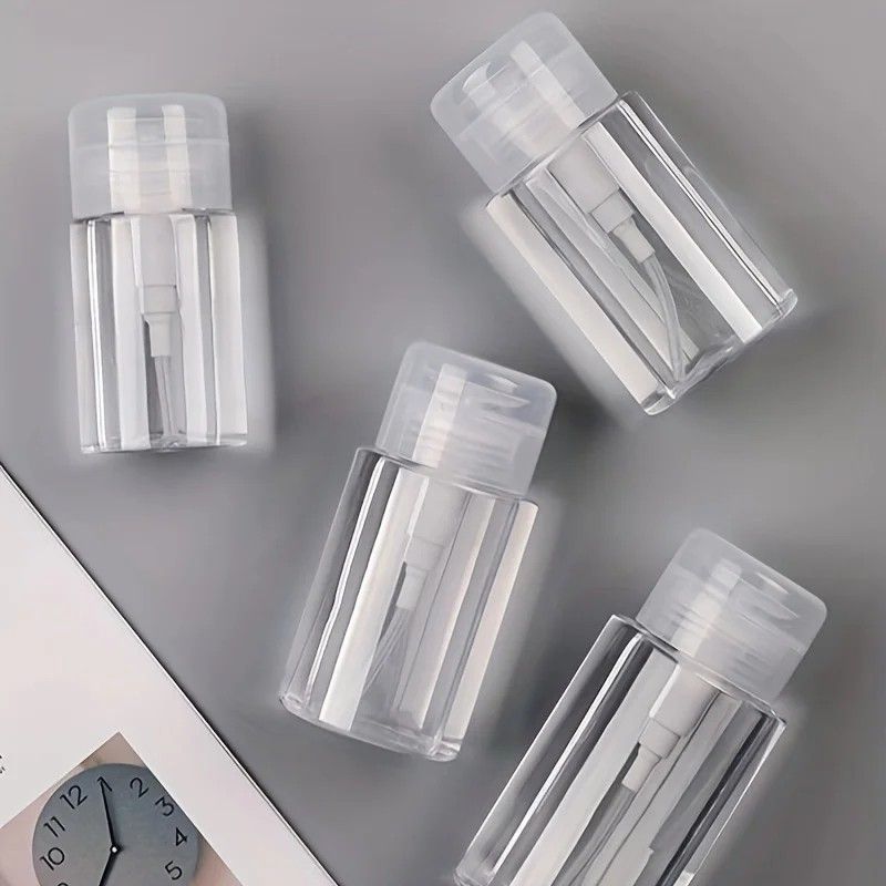 Transparent PushDown Pump Bottle Refillable Dispenser For Makeup Nail Polish Remover Travel Use 13