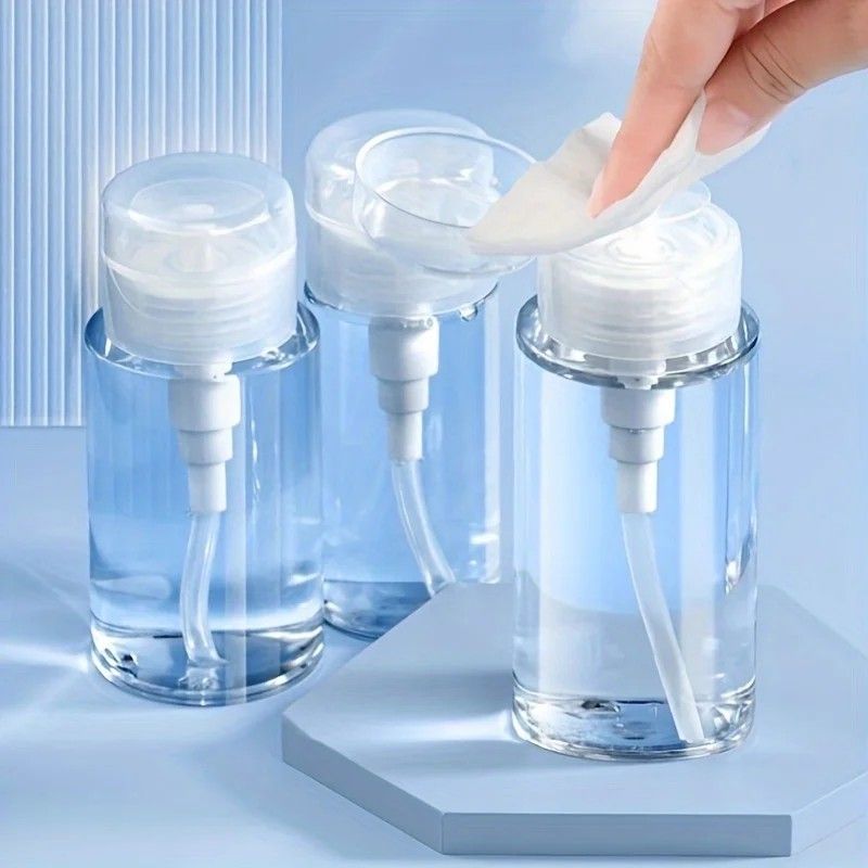 Transparent PushDown Pump Bottle Refillable Dispenser For Makeup Nail Polish Remover Travel Use 9