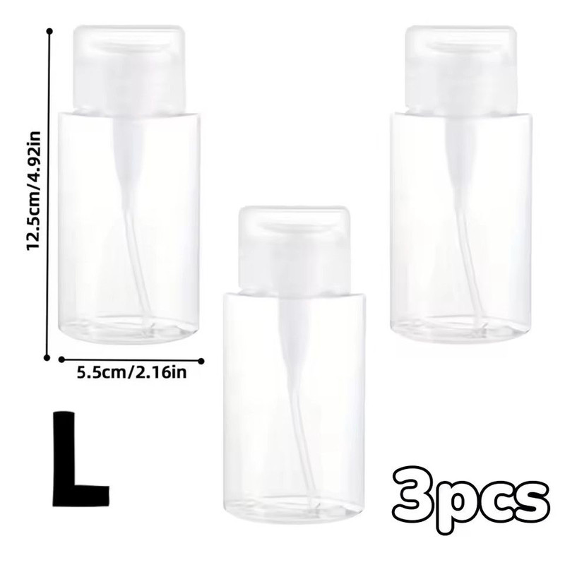 Transparent PushDown Pump Bottle Refillable Dispenser For Makeup Nail Polish Remover Travel Use 19