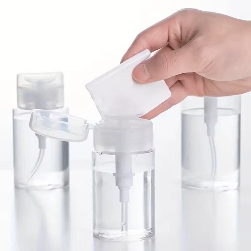 Transparent PushDown Pump Bottle Refillable Dispenser For Makeup Nail Polish Remover Travel Use 11