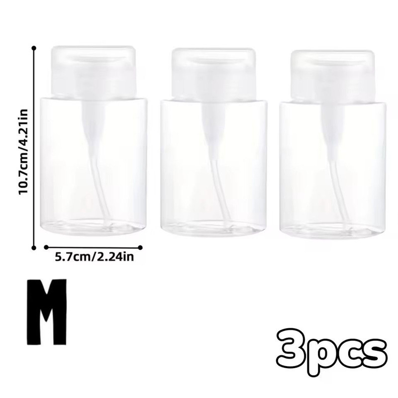 Transparent PushDown Pump Bottle Refillable Dispenser For Makeup Nail Polish Remover Travel Use 18