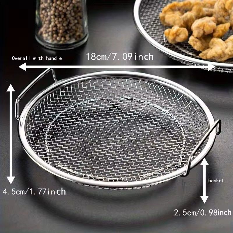 Stainless Steel Round Mesh Filter Tray Reusable Basket For Frying Grilling Kitchen Straining 3