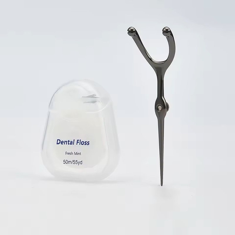Stainless Steel Toothpick And Reusable Y Shape Flossing Holder Portable Eco Friendly Teeth Cleaning 3