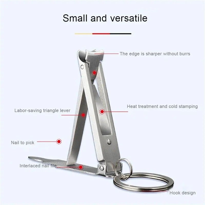Compact Foldable Nail Clippers Portable Fingernail Cutter With Key Chain Manicure Tool 0