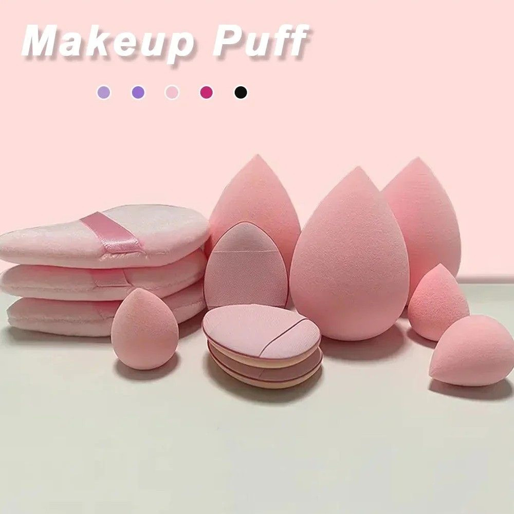 12pcs Makeup Sponge Set Cosmetic Blender Beauty Eggs Velvet Triangle Powder Puff And Finger Puffs 0