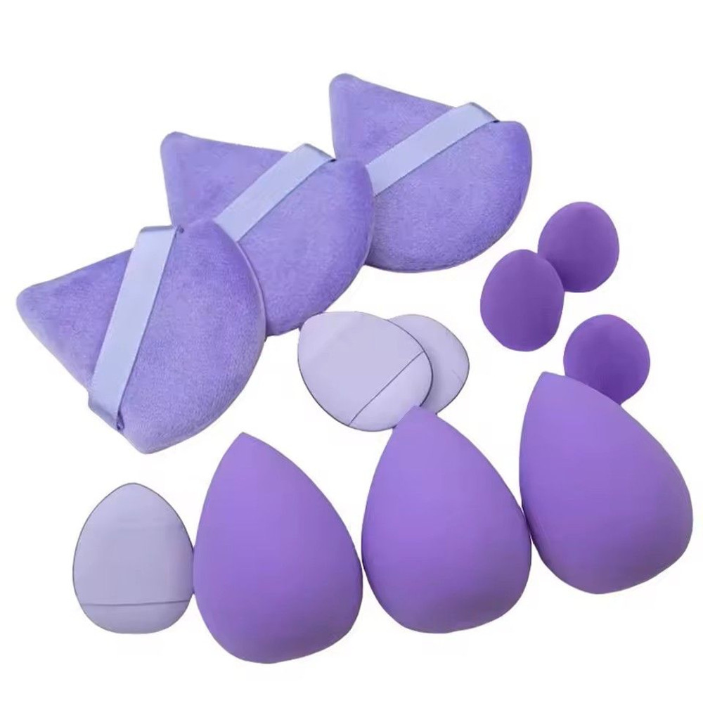 12pcs Makeup Sponge Set Cosmetic Blender Beauty Eggs Velvet Triangle Powder Puff And Finger Puffs 4