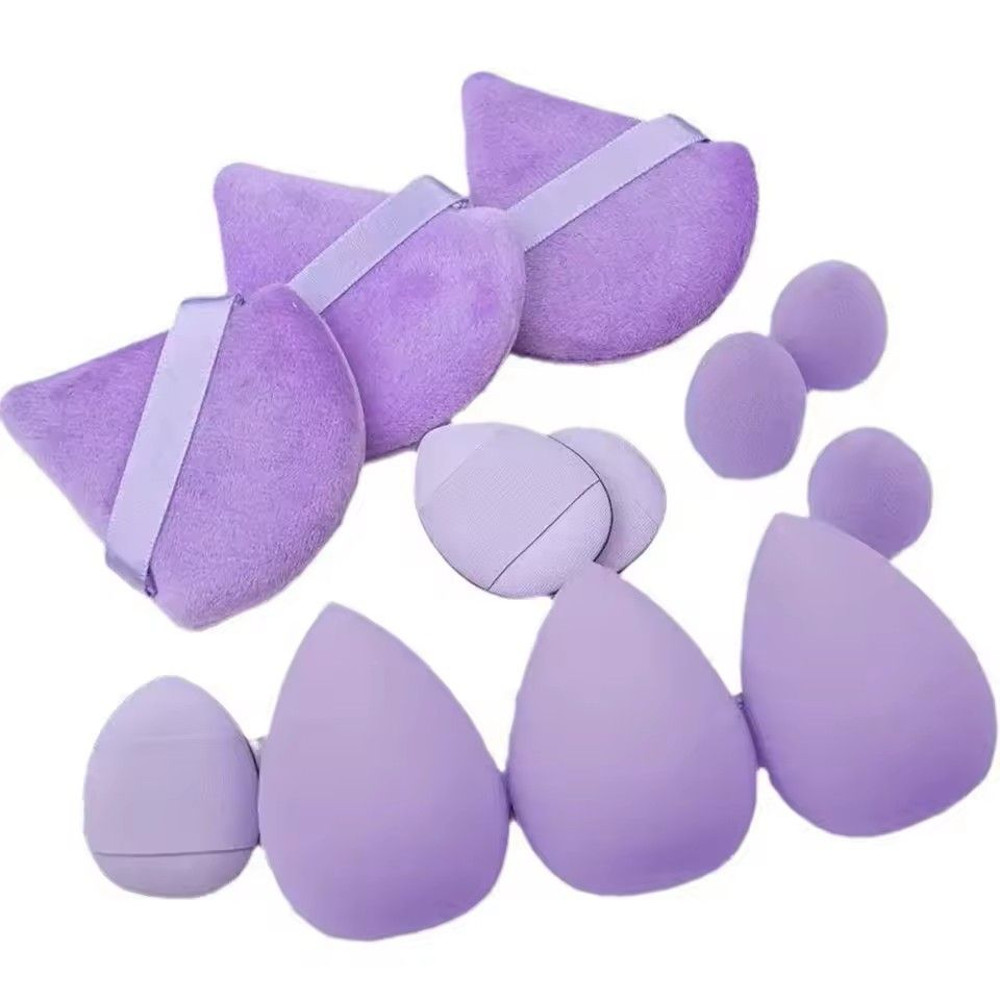 12pcs Makeup Sponge Set Cosmetic Blender Beauty Eggs Velvet Triangle Powder Puff And Finger Puffs 5