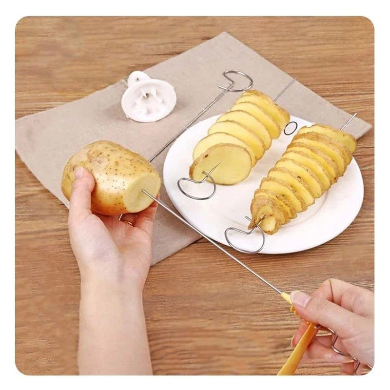 Whirlwind Potato Spiral Cutter Potato Tower Maker Vegetable Spiral Slicer Creative Kitchen Gadge 6