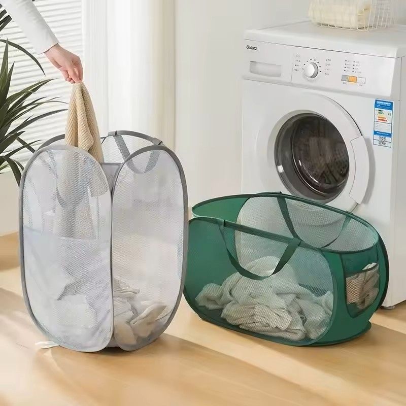 Horizontal Foldable Laundry Basket Mesh Cloth Breathable Laundry Hamper Large Capacity Storage Bask 3