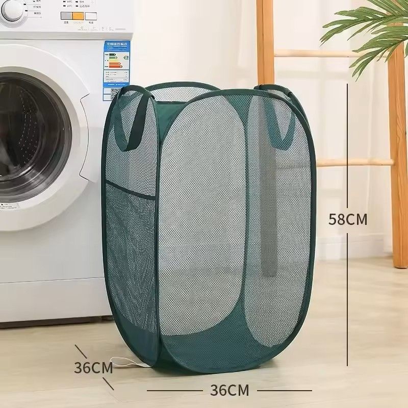 Horizontal Foldable Laundry Basket Mesh Cloth Breathable Laundry Hamper Large Capacity Storage Bask 9
