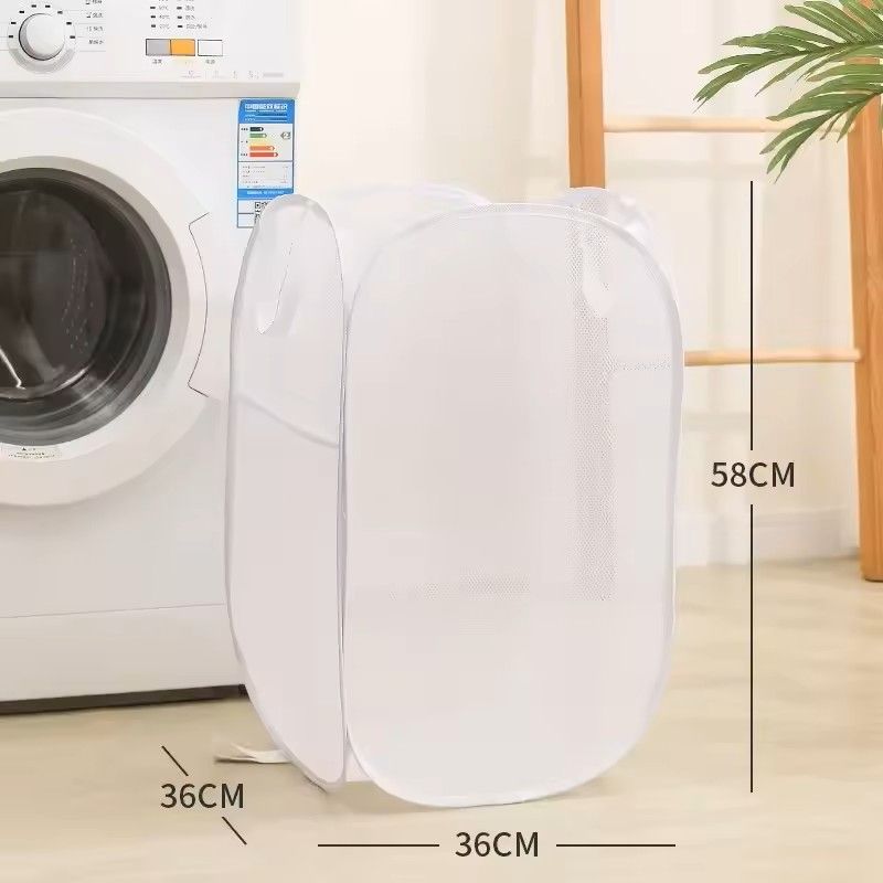 Horizontal Foldable Laundry Basket Mesh Cloth Breathable Laundry Hamper Large Capacity Storage Bask 11