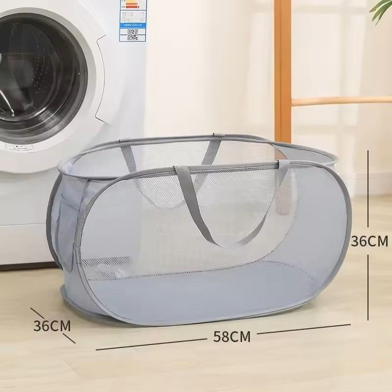 Horizontal Foldable Laundry Basket Mesh Cloth Breathable Laundry Hamper Large Capacity Storage Bask 16