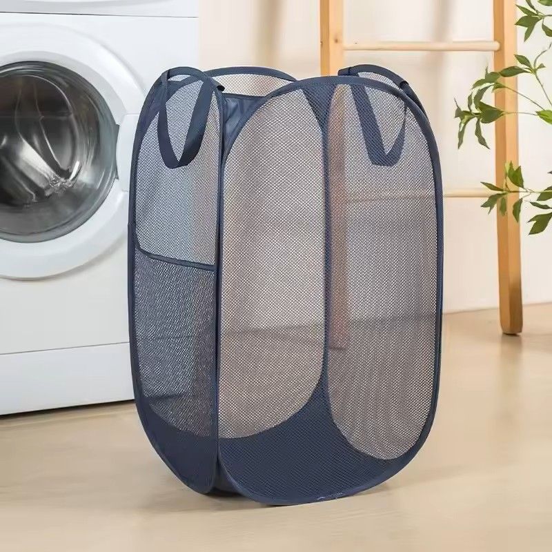 Horizontal Foldable Laundry Basket Mesh Cloth Breathable Laundry Hamper Large Capacity Storage Bask 8