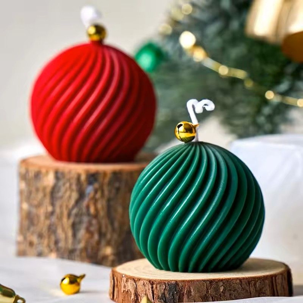 Spiral Stripe Ball Silicone Candle Mold DIY Rotate Ball Mold For Christmas Candle Soap Resin And Pl 2