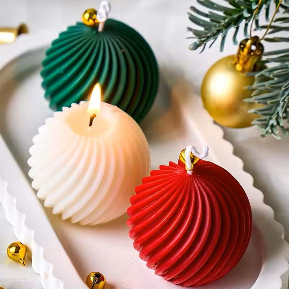 Spiral Stripe Ball Silicone Candle Mold DIY Rotate Ball Mold For Christmas Candle Soap Resin And Pl 8