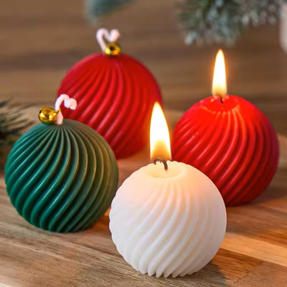 Spiral Stripe Ball Silicone Candle Mold DIY Rotate Ball Mold For Christmas Candle Soap Resin And Pl 4