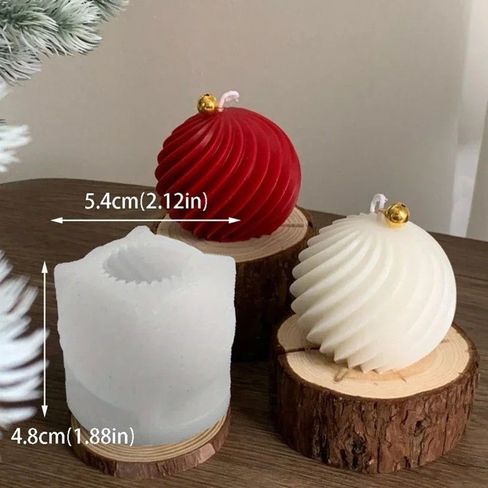 Spiral Stripe Ball Silicone Candle Mold DIY Rotate Ball Mold For Christmas Candle Soap Resin And Pl 1