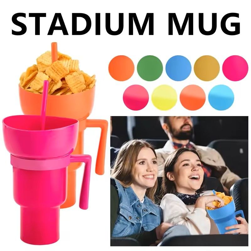 2 In 1 Snack And Drink Cup With Handle Portable Popcorn And Beverage Container For Kids And Adults 5