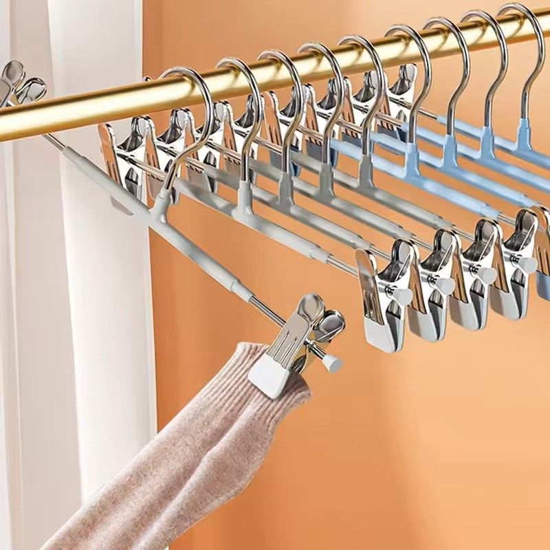 5 Pack Windproof Metal Clothes Hangers With Adjustable Clips Non Slip Pants Coat Drying Hangers For 6
