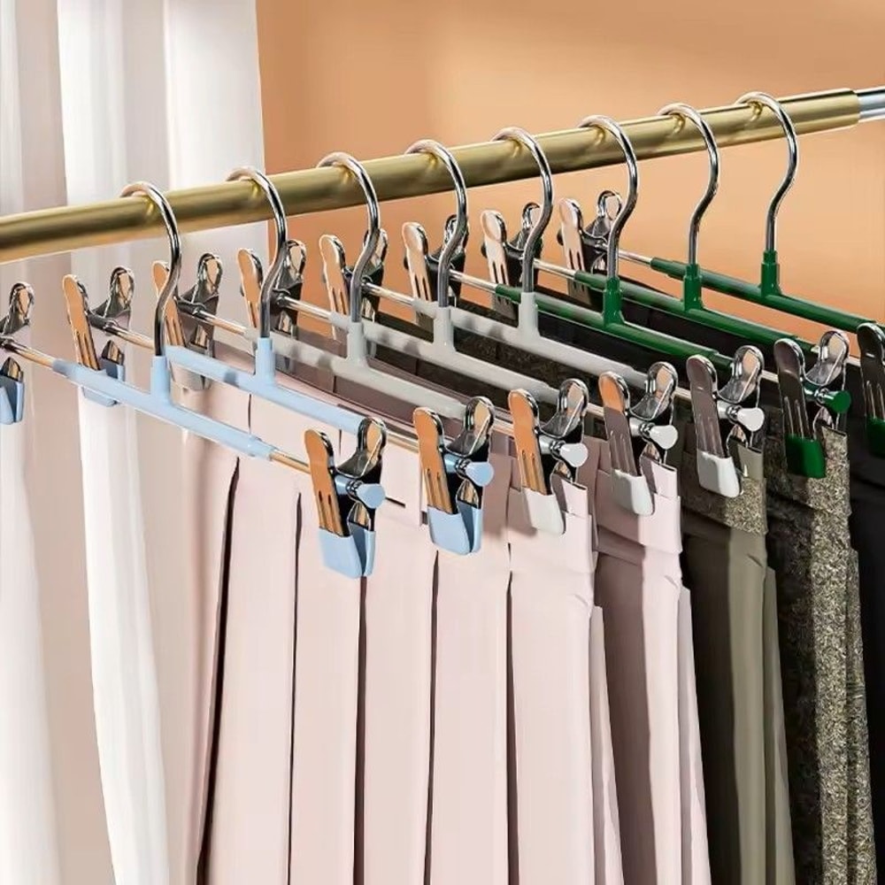5 Pack Windproof Metal Clothes Hangers With Adjustable Clips Non Slip Pants Coat Drying Hangers For 3