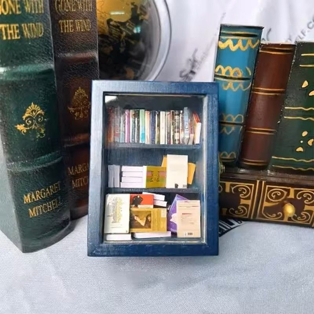 Wooden Pocket Miniature Bookshelf Tiny Book Library Ornament For Desk Shelf And Home Decoration 6