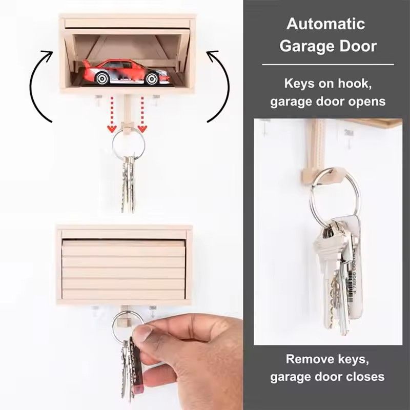 Car Garage Key Holder With Opening Door Space Saving Wall Mounted Key Rack For Home And Garage 2