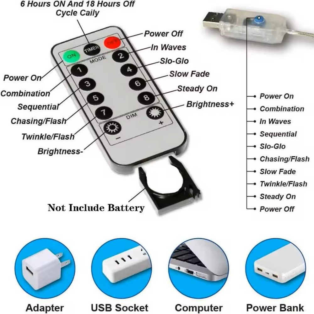 USB LED Curtain String Lights With 8 Modes 1