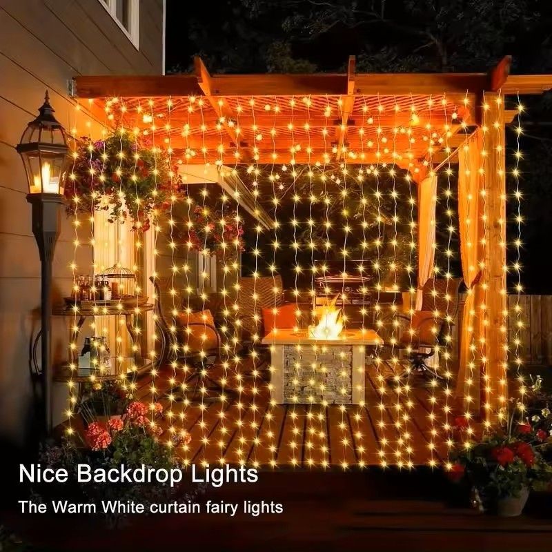 LED Solar Curtain Lights Outdoor 2