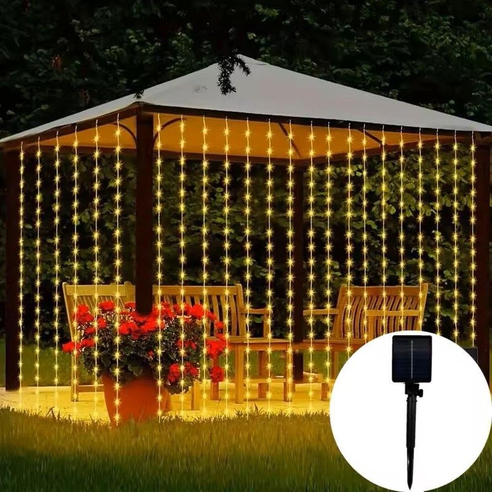LED Solar Curtain Lights Outdoor 8