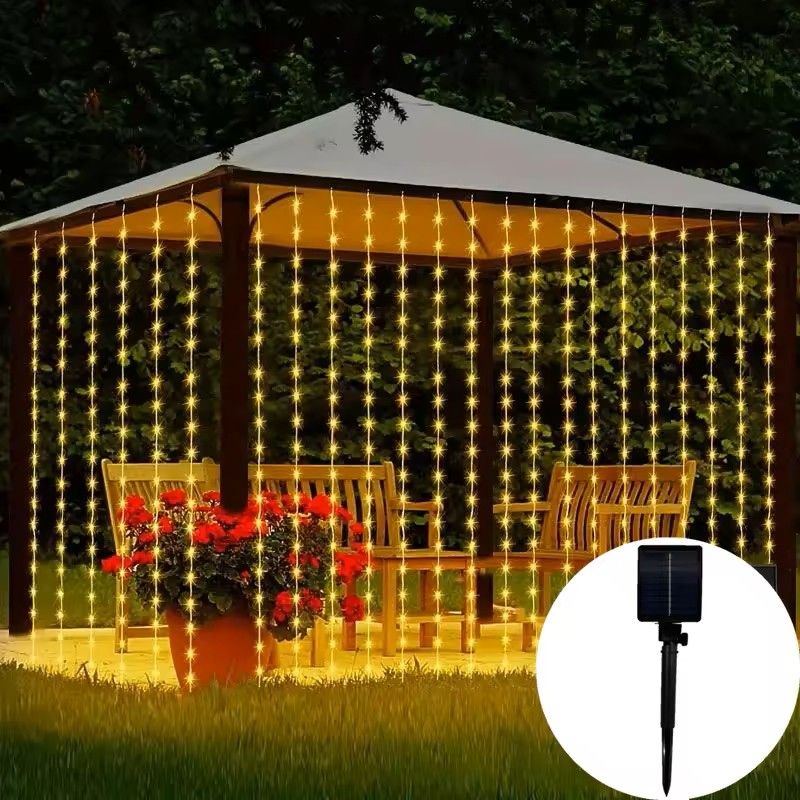 LED Solar Curtain Lights Outdoor 8