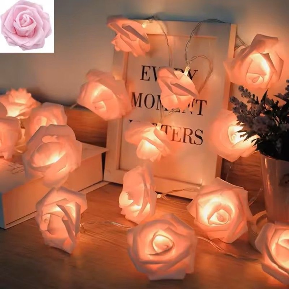 White Rose Flower String Lights 7