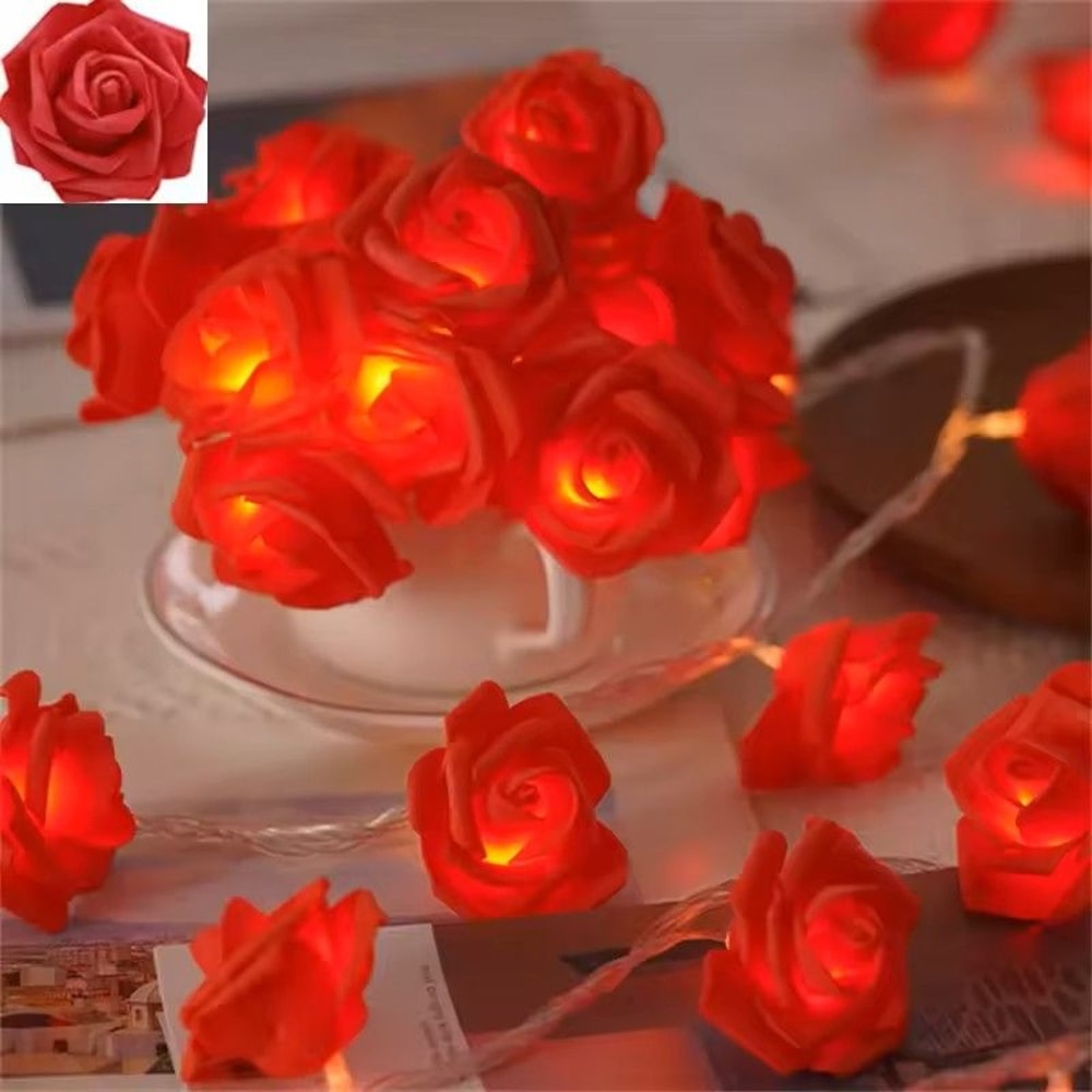 White Rose Flower String Lights 8