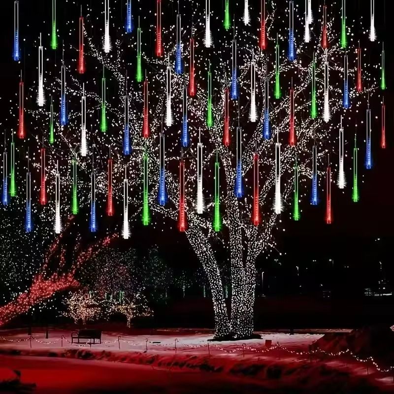 Meteor Rain LED Tube Lights 8Tube Cascading Christmas Light For Outdoor Decor 1