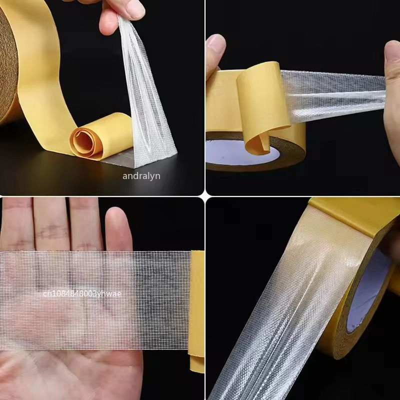 HighViscosity Transparent DoubleSided Fiber Tape Waterproof Adhesive Mesh Roll 1