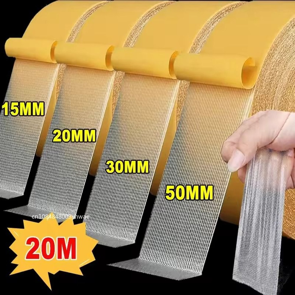 HighViscosity Transparent DoubleSided Fiber Tape Waterproof Adhesive Mesh Roll 0