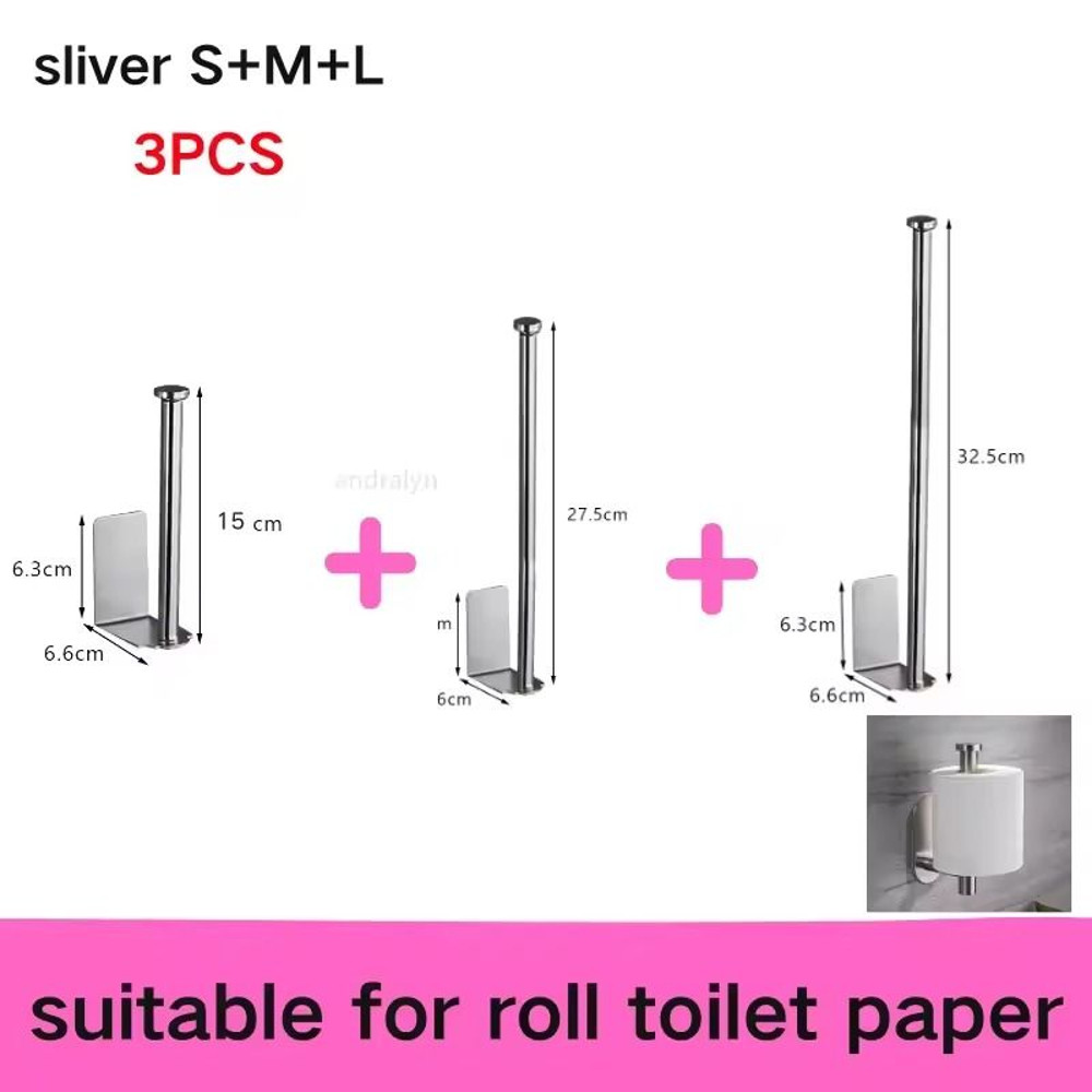 Stainless Steel SelfAdhesive Paper Towel Holder NoDrill Toilet Kitchen Roll Rack 19