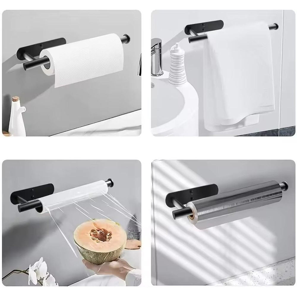 Stainless Steel SelfAdhesive Paper Towel Holder NoDrill Toilet Kitchen Roll Rack 1
