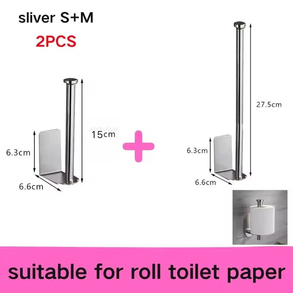 Stainless Steel SelfAdhesive Paper Towel Holder NoDrill Toilet Kitchen Roll Rack 17