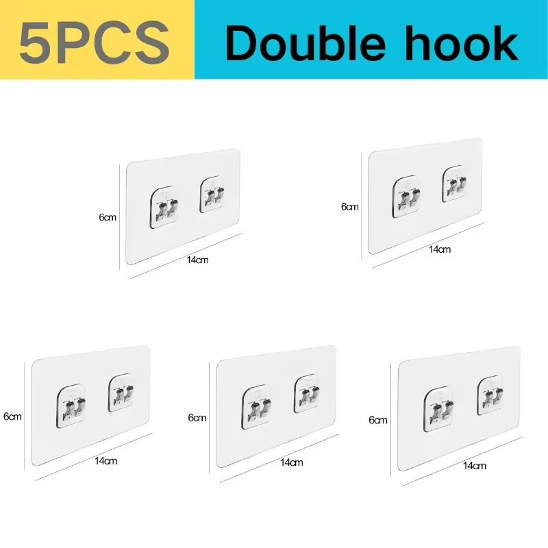 Transparent Adhesive Wall Hooks Strong NoDrill Hangers For Kitchen Bathroom 11