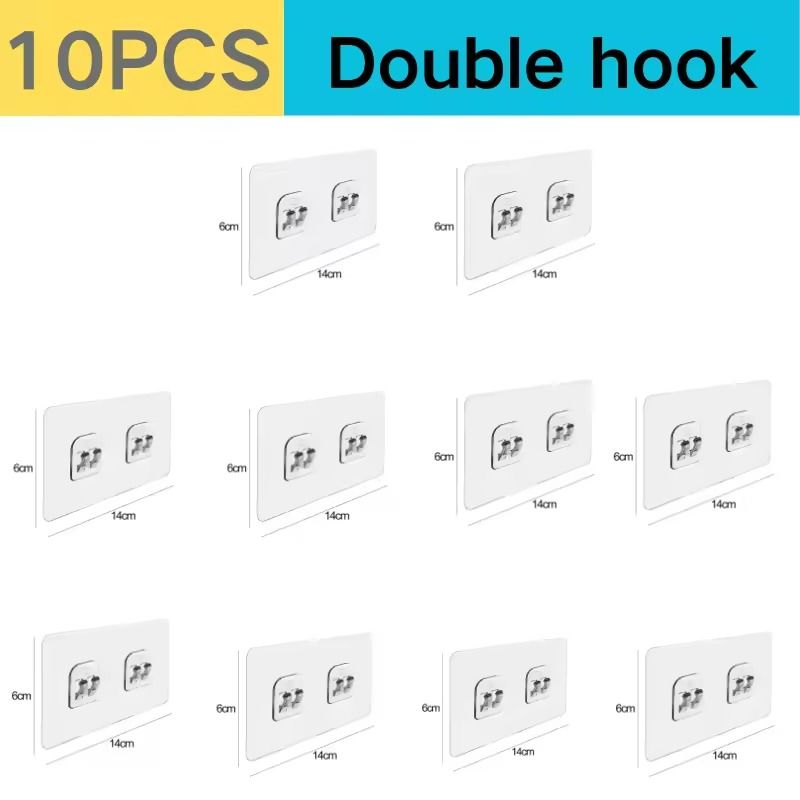 Transparent Adhesive Wall Hooks Strong NoDrill Hangers For Kitchen Bathroom 12
