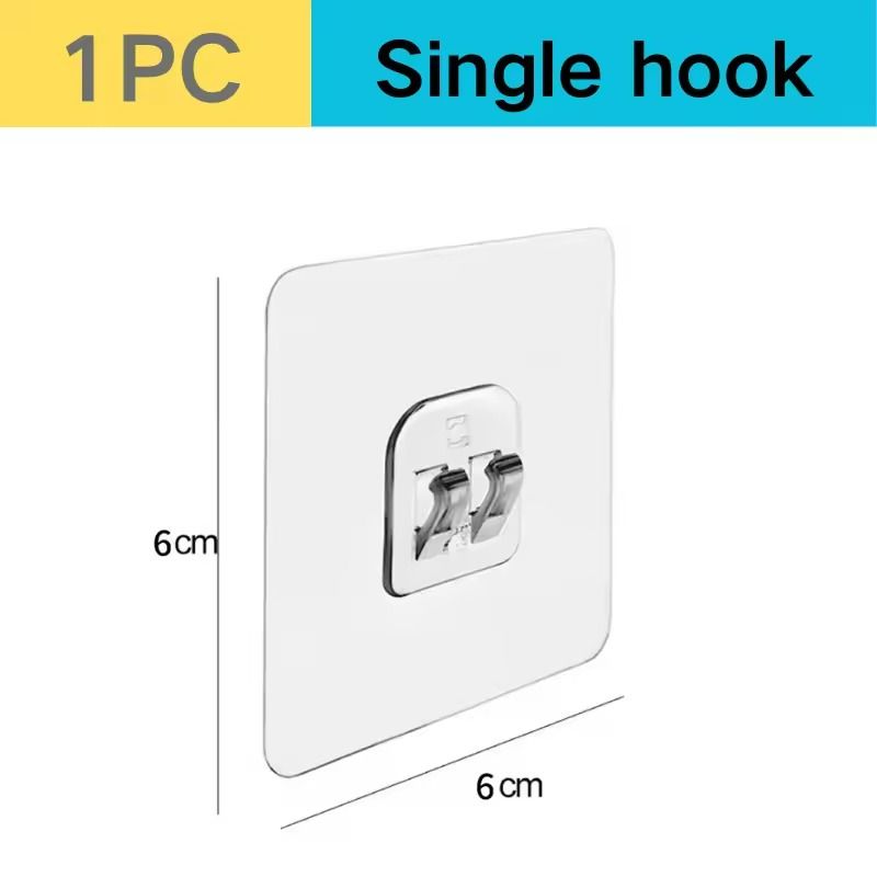 Transparent Adhesive Wall Hooks Strong NoDrill Hangers For Kitchen Bathroom 6
