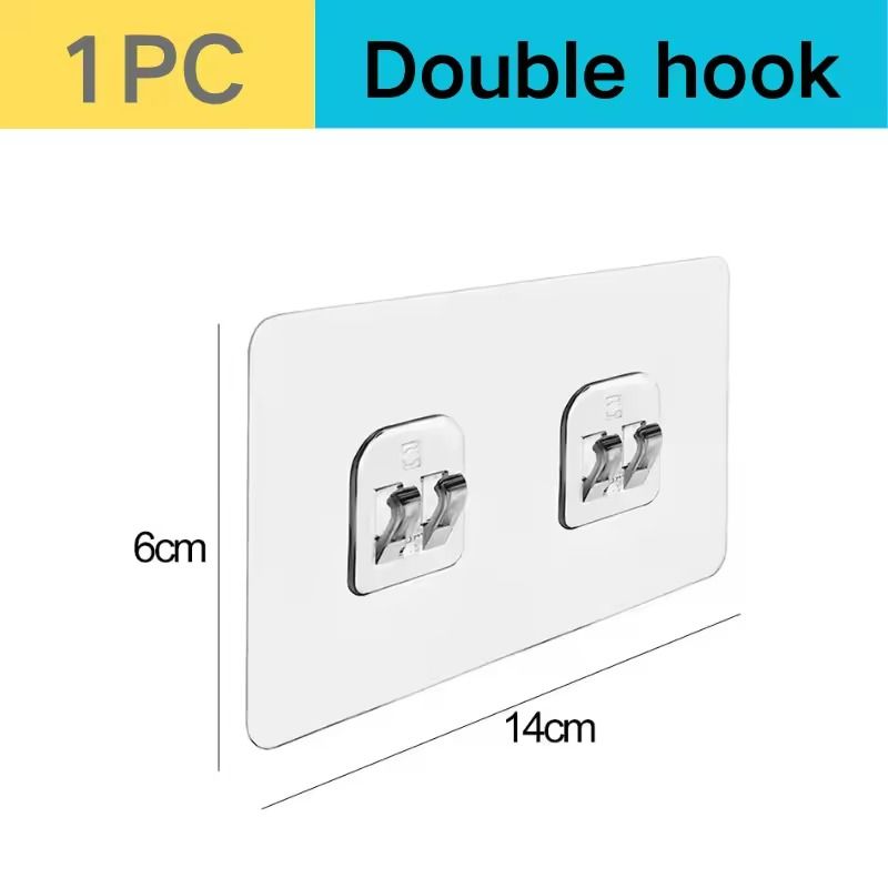Transparent Adhesive Wall Hooks Strong NoDrill Hangers For Kitchen Bathroom 10
