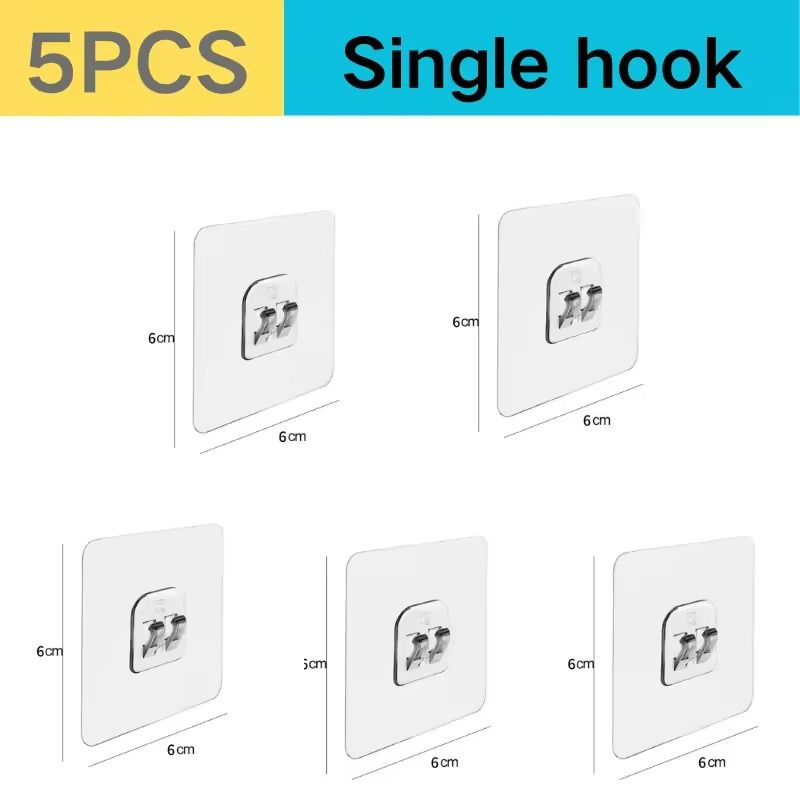 Transparent Adhesive Wall Hooks Strong NoDrill Hangers For Kitchen Bathroom 7